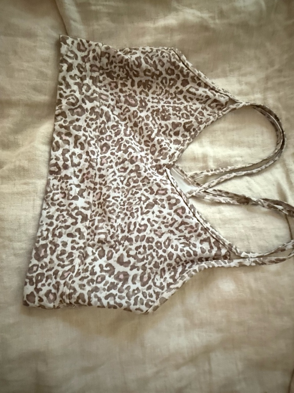 Leopard Print longline sports bra - Beige/Brown